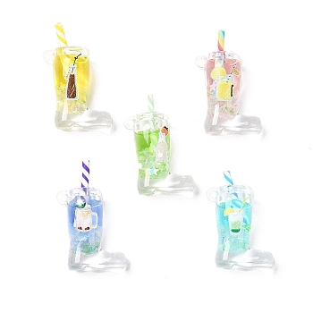 Transparent Acrylic Pendants, Boot, Mixed Color, 30.5x21.5x11.5mm, Hole: 1.5mm