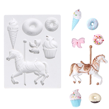 Merry-go-Round/Carousel Food Grade DIY Silicone Molds, Fondant Molds, Baking Molds, Chocolate, Candy, Biscuits, UV Resin & Epoxy Resin Jewelry Making, Snow, 109x85x9mm