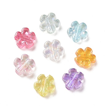 Transparent Acrylic Beads, Clear AB Color, Flower, Mixed Color, 10x10x4mm, Hole: 1.8mm, about 1905pcs/500g