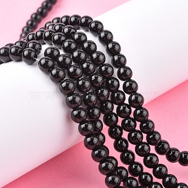 Chapelets de perles en pierre noire synthétique(X-GSR6mmC044)-4
