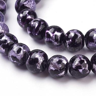 10mm Lilac Round Silver Foil Beads