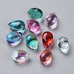 200Pcs Transparent Glass Beads, Top Drilled Beads, Teardrop, Mixed Color, 9x6x5mm, Hole: 1mm(GGLA-HY0001-08)