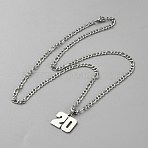 Non-Tarnish 304 Stainless Steel Figaro Chain Number Pendant Necklaces, Stainless Steel Color, Number 20, 24.21 inch(61.5cm), Pendant: 19x22mm(NJEW-WH20004-06P-20)