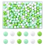 300Pcs 3 Colors Opaque Acrylic Beads, Round, Lawn Green, 8x7mm, Hole: 2mm, 100pcs/color(MACR-YW0003-13A)