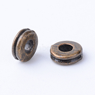 Tibetan Style Alloy Spacer Beads, Donut, Cadmium Free & Nickel Free & Lead Free, Antique Bronze, 6x2mm, Hole: 2.5mm(X-TIBE-Q063-53AB-NR)