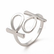 304 Stainless Steel Feminie Sign Open Cuff Ring for Women, Stainless Steel Color, US Size 6 1/4(16.7mm)(RJEW-B027-01P)