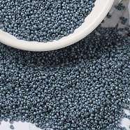 MIYUKI Round Rocailles Beads, Japanese Seed Beads, 15/0, (RR2030) Matte Metallic Steel Blue Luster, 15/0, 1.5mm, Hole: 0.7mm, about 27777pcs/50g(SEED-X0056-RR2030)