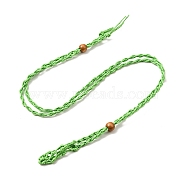 Braided Wax Rope Cord Macrame Pouch Necklace Making, Adjustable Wood Beads Interchangeable Stone Necklace, Lime, 35.43 inch(90cm), 4mm(NJEW-J007-05)