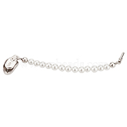 1Pc Bag Extension Chain, with Resin Imitation Pearl Beads and Sterling Silver Clasp, for Bag Replacement Accessories, Platinum, 73mm(FIND-BC0013-74B)