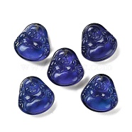 Transparent Temperature Change Color Glass Pendants, Royal Blue, Buddha, Maitreya, 23x22x8mm, Hole: 1mm(GLAA-Q100-01A)
