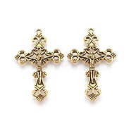 Tibetan Style Alloy Pendants, For Easter, Crucifix Cross Pendant, Antique Golden, Lead Free and Cadmium Free, 43.5x26x3mm, Hole: 2mm(GLF1299Y)
