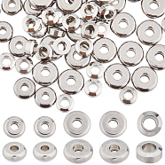 240Pcs 3 Styles 304 Stainless Steel Spacer Beads, Flat Round, Stainless Steel Color, 4~6x2mm, Hole: 1.5~2mm, 80pcs/style(STAS-SC0006-72)