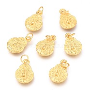 Alloy Pendants, Long-Lasting Plated, with Jump Ring, Flat Gourd, Real 18K Gold Plated, 16x11x2.4mm, Hole: 3.5mm(X-PALLOY-B024-22G)