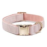 Adjustable Polyester Pet Collars, with Metal Buckle Cat Dog Choker Necklace, Pink, 390~600x25mm(PW-WG66876-09)