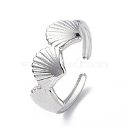 304 Stainless Steel Shell Open Cuff Ring for Women, Stainless Steel Color, Inner Diameter: 17mm(RJEW-C046-04P)