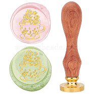 Brass Wax Seal Stamp with Rosewood Handle, for DIY Scrapbooking, Cup Pattern, 25mm(AJEW-WH0412-0002)
