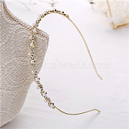 Iron with Rhinestone Hair Bands, Imitation Pearl for Girl, Light Gold, Inner Diameter: 114mm(PW-WG32994-04)