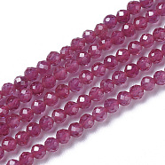Natural Red Corundum/Ruby Beads Strands, Faceted, Round, 2~3x2~2.5mm, Hole: 0.2mm, about 181~210pcs/strand, 15.9~16.3 inch(40.4~41.5cm)(G-F596-11-2mm)