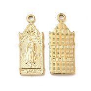 Vacuum Plating 201 Stainless Steel Pendants, Church with Virgin Mary Charm, Real 18K Gold Plated, 28.5x11.5x2mm, Hole: 2mm(STAS-J401-VC988)