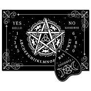 Pendulum Dowsing Divination Board Set, Wooden Spirit Board Black Talking Board Game for Spirit Hunt Birthday Party Supplies with Planchette, Star Pattern, 300x210x5mm, 2pcs/set(DJEW-WH0324-016)