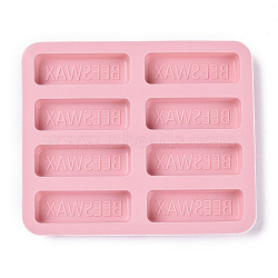 Food Grade Silicone Molds, Fondant Molds, For DIY Cake Decoration, Chocolate, Candy, Soap Making, Beeswax, Pink, 183x155x18.5mm, Rectangle: 75.5x24.5mm(DIY-L025-019)