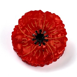 Cellulose Acetate(Resin) Claw Hair Clips, with Golden Iron Findings, Poppy Flower, FireBrick, 60x60x36mm(PHAR-Z001-07)