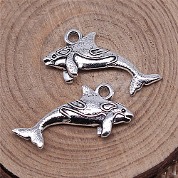 Tibetan Style Zinc Alloy Pendants, Fish Charms, Antique Silver, 12x24mm(PALLOY-N176-110AS)