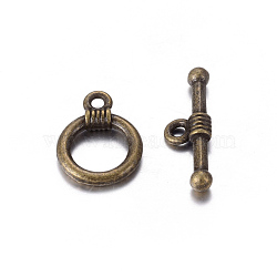 Tibetan Style Alloy Toggle Clasps, Cadmium Free & Nickel Free & Lead Free, Antique Bronze, 15x11mm, Hole: 2mm(MLF0034Y-NF)