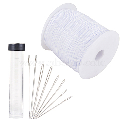 DIY Kit, with Iron Sewing Needles, Nylon Thread, Plastic Tube With A Black Lid, Platinum, 20x105mm(DIY-PH0027-52)