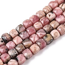 Natural Rhodonite Beads Strands, Faceted, Cube, 4~5x4~5x4~5mm, Hole: 0.8mm, about 92~105pcs/strand, 14.96~15.35 inch(38~39cm)(G-N342-132)