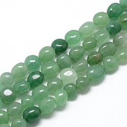 Natural Green Aventurine Beads Strands, Oval, 8~15x7~12x4~12mm, Hole: 1mm, about 30~45pcs/strand, 15.7 inch(G-R445-8x10-22)