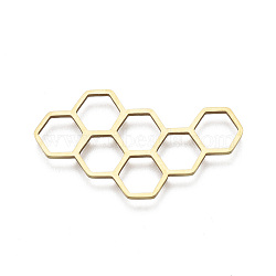 201 Stainless Steel Open Back Bezel Cabochons, For DIY UV Resin, Epoxy Resin, Pressed Flower Jewelry, Honeycomb, Golden, 20x34.5x1mm(STAS-T009-JN102-2)