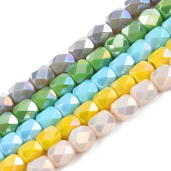 Electroplate Glass Beads Strands, AB Color Plated, Faceted, Column, Mixed Color, 5.5x5mm, Hole: 1.2mm, about 99pcs/strand, 21.85 inch(55.5cm)(EGLA-N002-13-A)