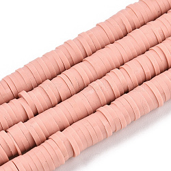 Handmade Polymer Clay Bead Strands, Heishi Beads, for DIY Jewelry Crafts Supplies, Disc/Flat Round, Rosy Brown, 6x0.5~1mm, Hole: 2mm, about 320~450pcs/strand, 15.35 inch~16.92 inch(39~43cm)(CLAY-S094-6mm-A01)