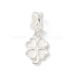 925 Sterling Silver Clover European Dangle Charms, Large Hole Pendants, Silver, 22mm, Hole: 4mm(STER-H115-09S)