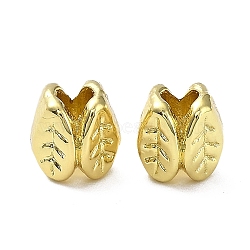 Rack Plating Alloy Beads, Long-Lasting Plated, Lead Free & Cadmium Free, Leaf, Real 18K Gold Plated, 6.5x5.5x5.5mm, Hole: 2.6mm(PALLOY-D024-04G)