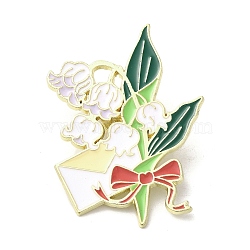 Alloy Brooches, Flower Enamel Pins for Clothes Backpack, White, 48x27.5mm(JEWB-I032-14G-01)