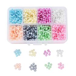 1 Box 6/0 Glass Seed Beads Ceylon Round  Loose Spacer Beads, Mixed Color, 4mm, Hole: 1mm, about 1900pcs/box(SEED-X0050-4mm-01)