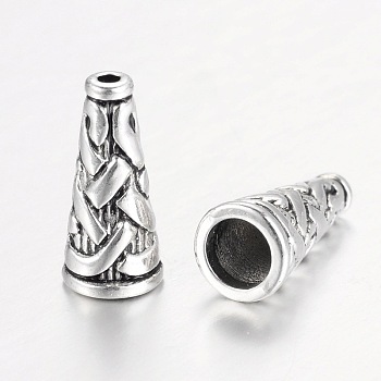 Tibetan Style Cone Alloy Bead Caps, Antique Silver, 17.7x8mm, Hole: 1.5~6mm