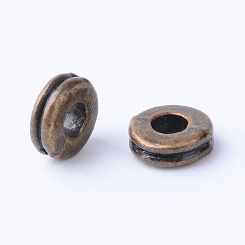 Tibetan Style Alloy Spacer Beads, Donut, Cadmium Free & Nickel Free & Lead Free, Antique Bronze, 6x2mm, Hole: 2.5mm