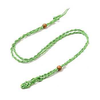 Braided Wax Rope Cord Macrame Pouch Necklace Making, Adjustable Wood Beads Interchangeable Stone Necklace, Lime, 35.43 inch(90cm), 4mm