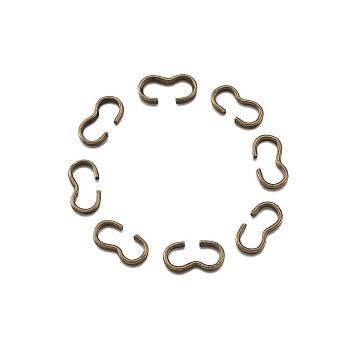 Iron Quick Link Connectors, Chain Findings, Number 3 Shaped Clasps, Antique Bronze, 7.5~8x4x1~2mm