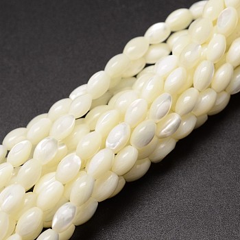 Natural Trochid Shell/Trochus Shell Beads Strands, Oval, Creamy White, 6~7x4~5mm, Hole: 0.8mm, about 60pcs/strand, 15.75 inch
