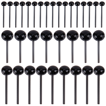 150Pcs 3 Style Craft Glass Doll Eyes, Stuffed Toy Eyes, with Steel Pin, Black, 2~5mm, 50pcs/style