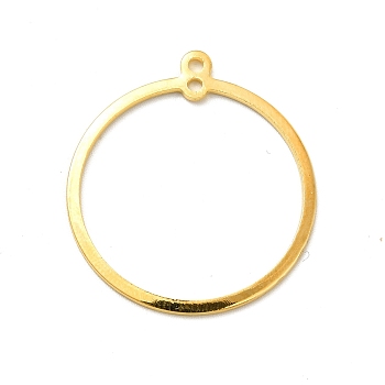 Rack Plating Brass Connector Charms, Long-Lasting Plated, Ring Links, Golden, 28x25x1mm, Hole: 1.4mm