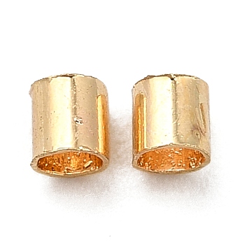 Brass Spacer Beads, Tube, Real 18K Gold Plated, 2x2mm, Hole: 1.2mm