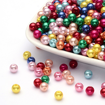 Imitation Pearl Acrylic Beads, Dyed, Round, Mixed Color, 30x29.5mm, Hole: 3mm, about 35pcs/pound
