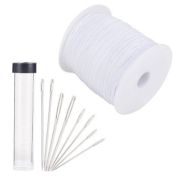 DIY Kit, with Iron Sewing Needles, Nylon Thread, Plastic Tube With A Black Lid, Platinum, 20x105mm