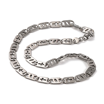 201 Stainless Steel Oval Mariner Link Chain Necklace, with 304 Stainless Steel Clasps, Stainless Steel Color, 22.24 inch(56.5cm)