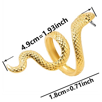 304 Stainless Steel Snake Pattern Cuff Ring Unisex Simple